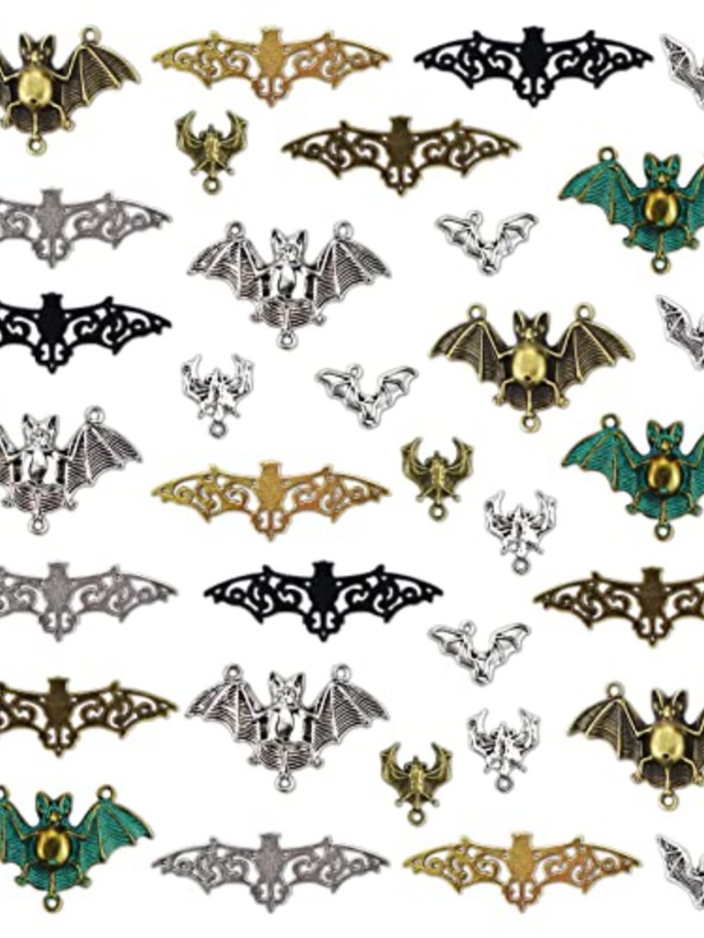 33pc Bat Charms Zinc Alloy Jewelry Making DIY Pendants